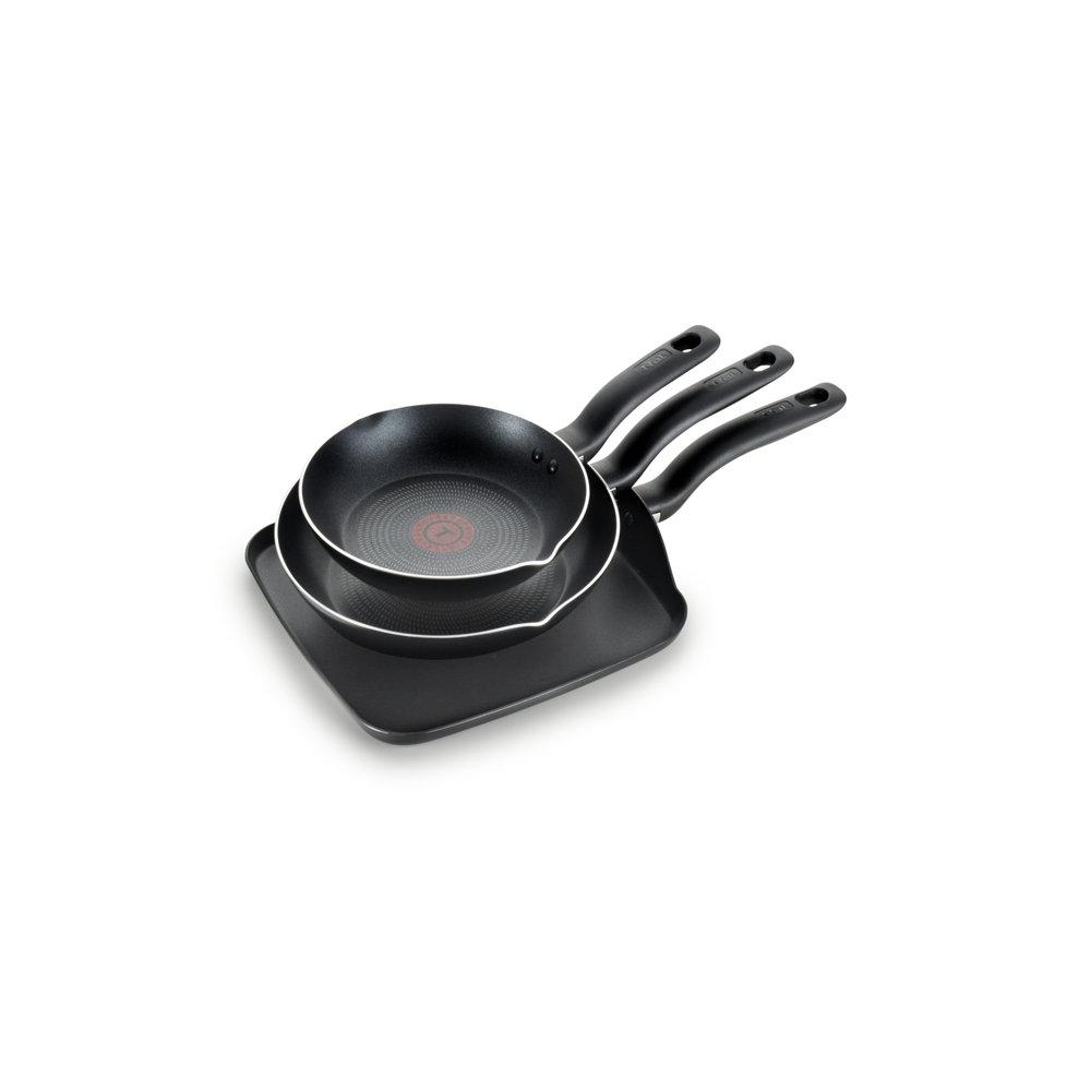 T-fal Culinaire Nonstick Cookware, 3 Piece Set, Black