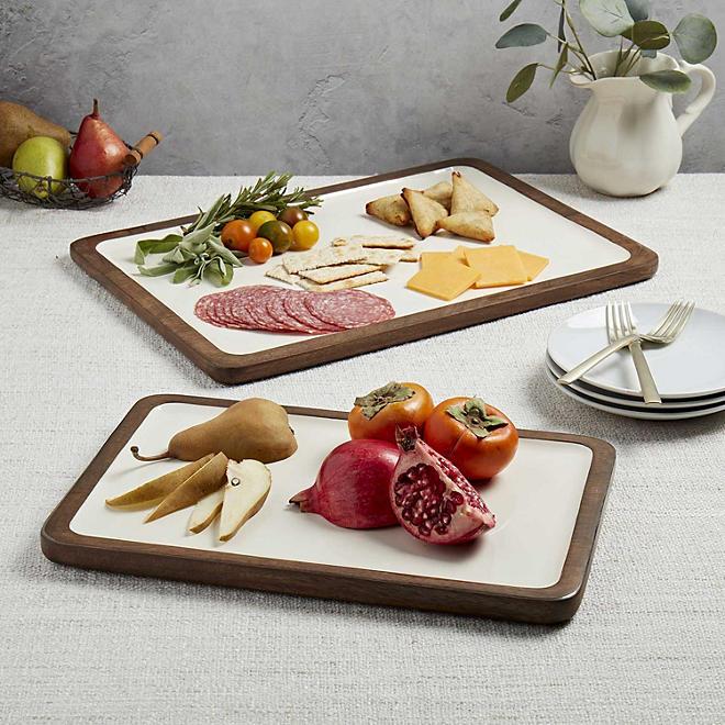 Member's Mark Set of 2 Mango Wood Rectangular Serving Trays (Assorted Colors)