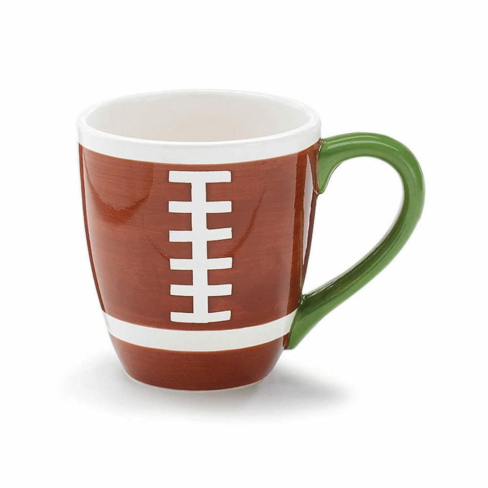 burton & BURTON Football Design Hand Painted Ceramic 13 oz Mug, Brown