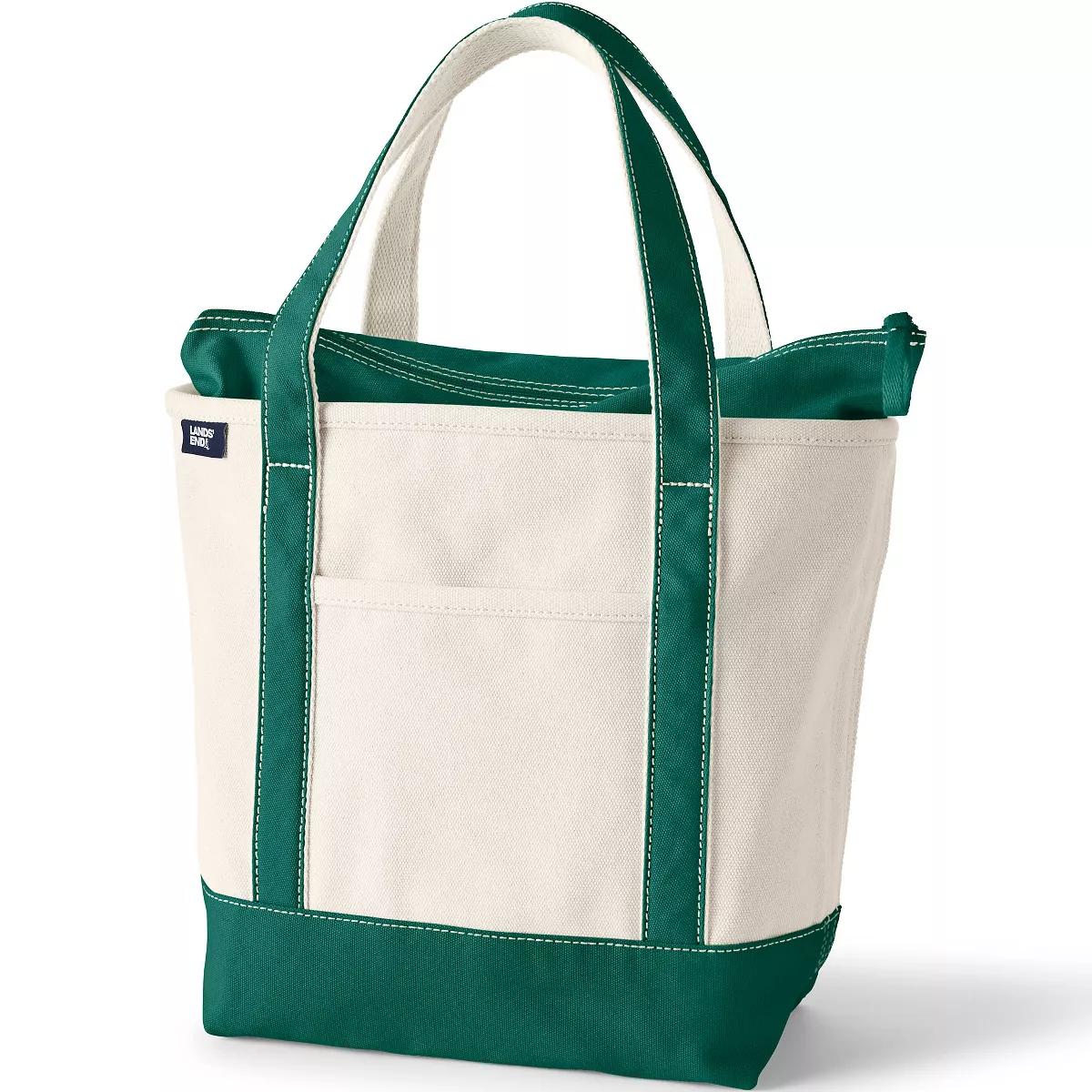 Lands' End Zip Top Canvas Tote Bag