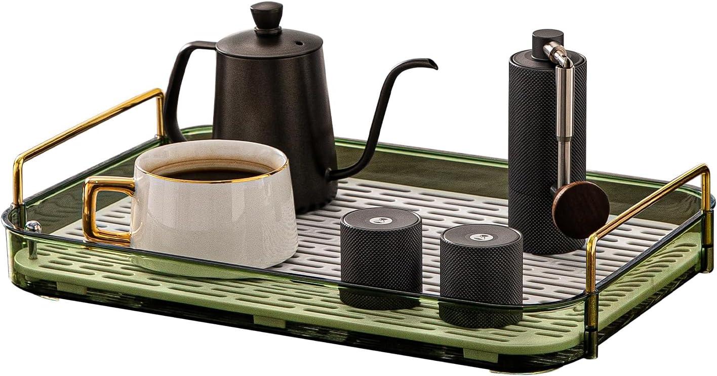 Whiskey Tray,Coffee Cup Holder,Glass Holder Countertop Organizer, Bathroom Countertop Organizer Wine Tray, Coffee Bar Accessories with Drain Board Wine Glass Decorative Organizer
