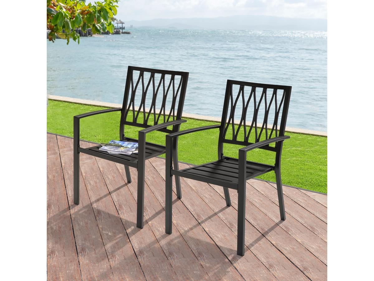 Nuu Garden Wrought Iron Patio Dining Chair (Set of 2)
