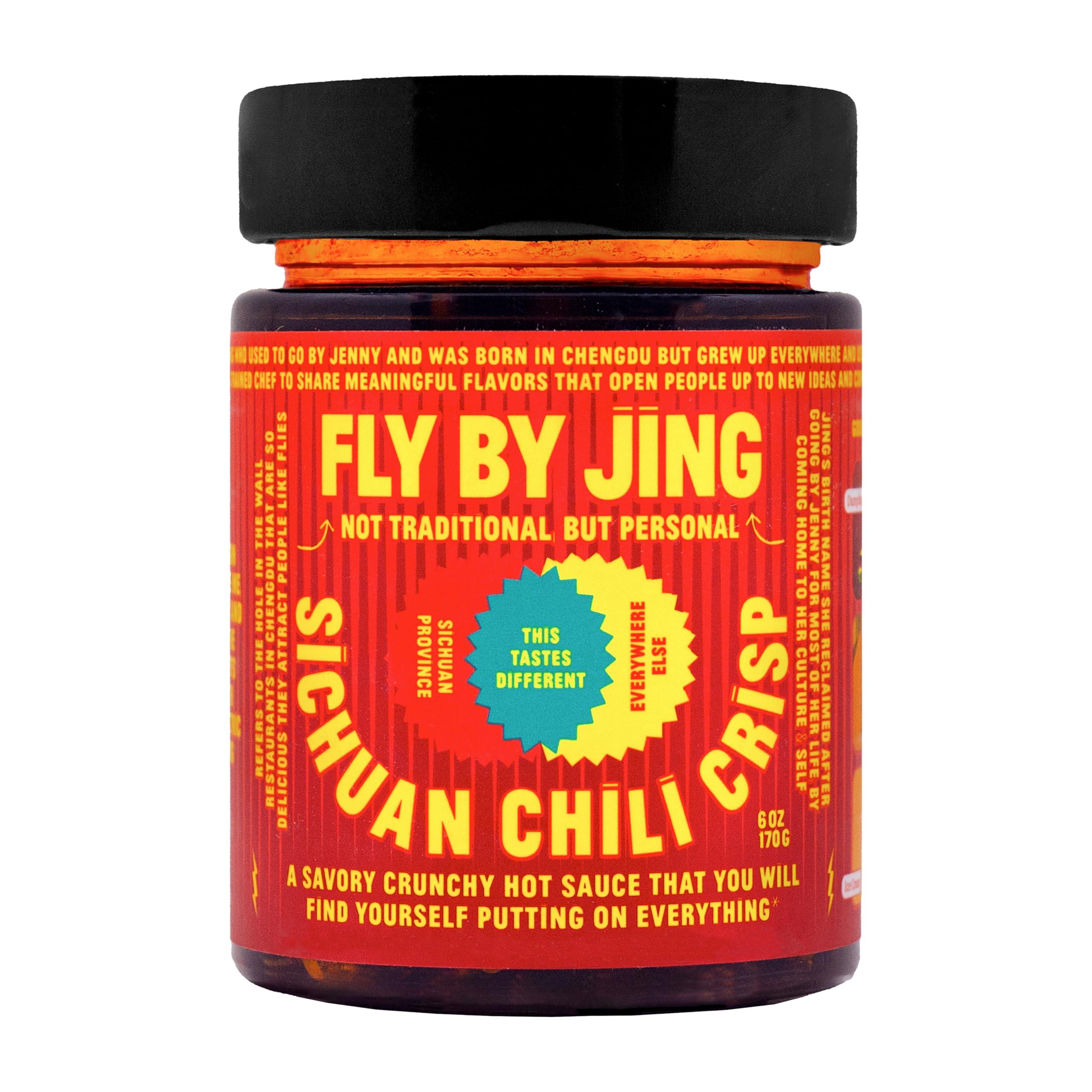 Fly by Jing Sichuan Chili Crisp - Premium Spicy Savory All-Natural Vegan Chili Oil - Crunchy Hot Sauce, Good on Everything, Sugar Free