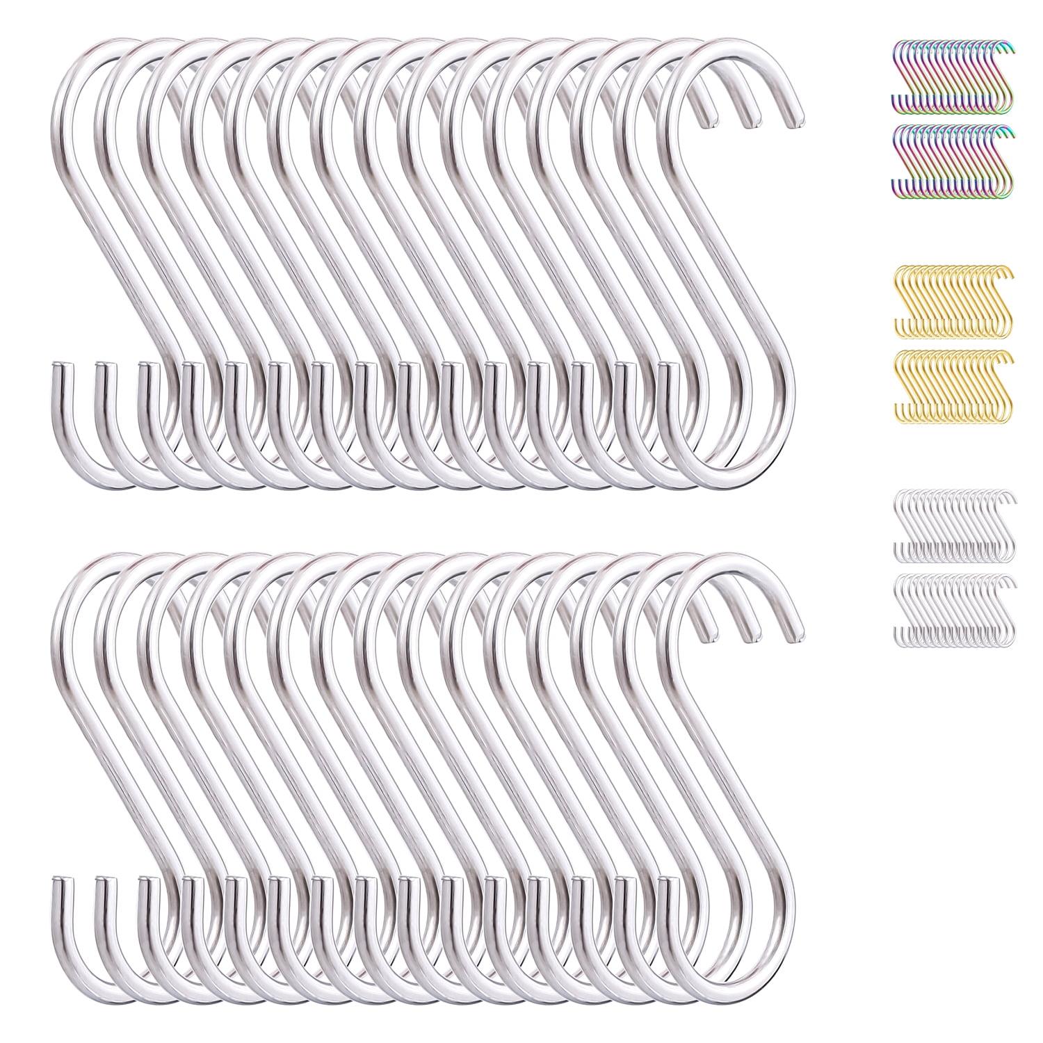 ReaNea 30 Pcs Heavy Duty S Hooks for Hanging, Hooks for Kitchen Utensils, Bathroom,Garden (Silver)