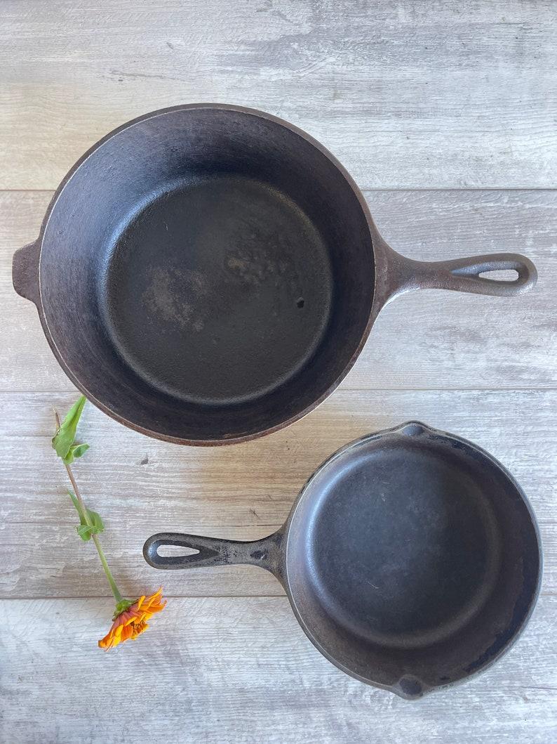 Vintage Cast Iron Skillets - Lodge Chicken Fryer + 8 inch Skillet - 5SK 10.25