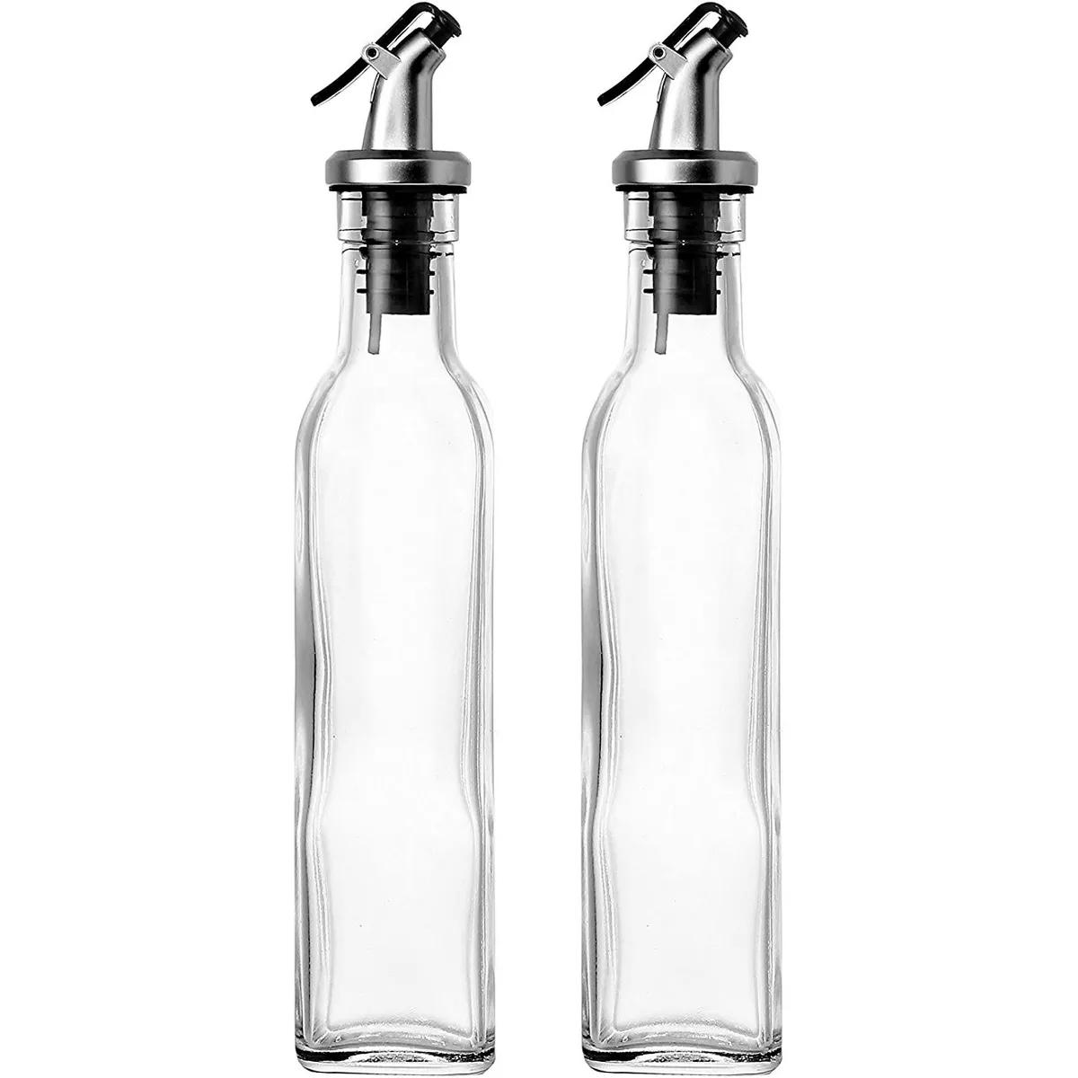 Juvale 2-Pack 8.5oz 250ml Olive Oil and Vinegar Cruets Glass Dispensers Bottles