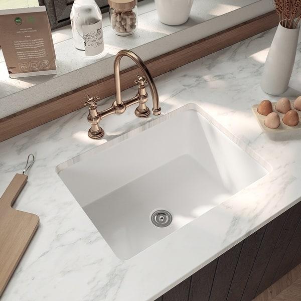 DeerValley Glen 24" x 19" Fireclay Rectangular Undermount Kitchen Sink