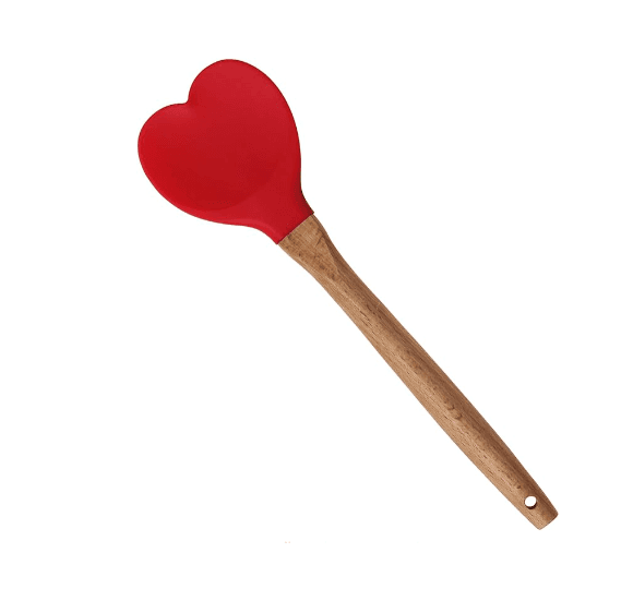 Yansumi Heart-Shaped Silicone Spatula with Wooden Handle for Nonstick Cookware-Kitchen Utensils for Baking