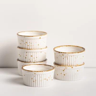 Porcelain Ramekins 6oz. Creme Brulee Ramekins Oven Safe, Porcelain Ramekin Bowls for Custard, Lava Cakes, Pudding, Flan, Mini Desserts, Jam and Ice Cr