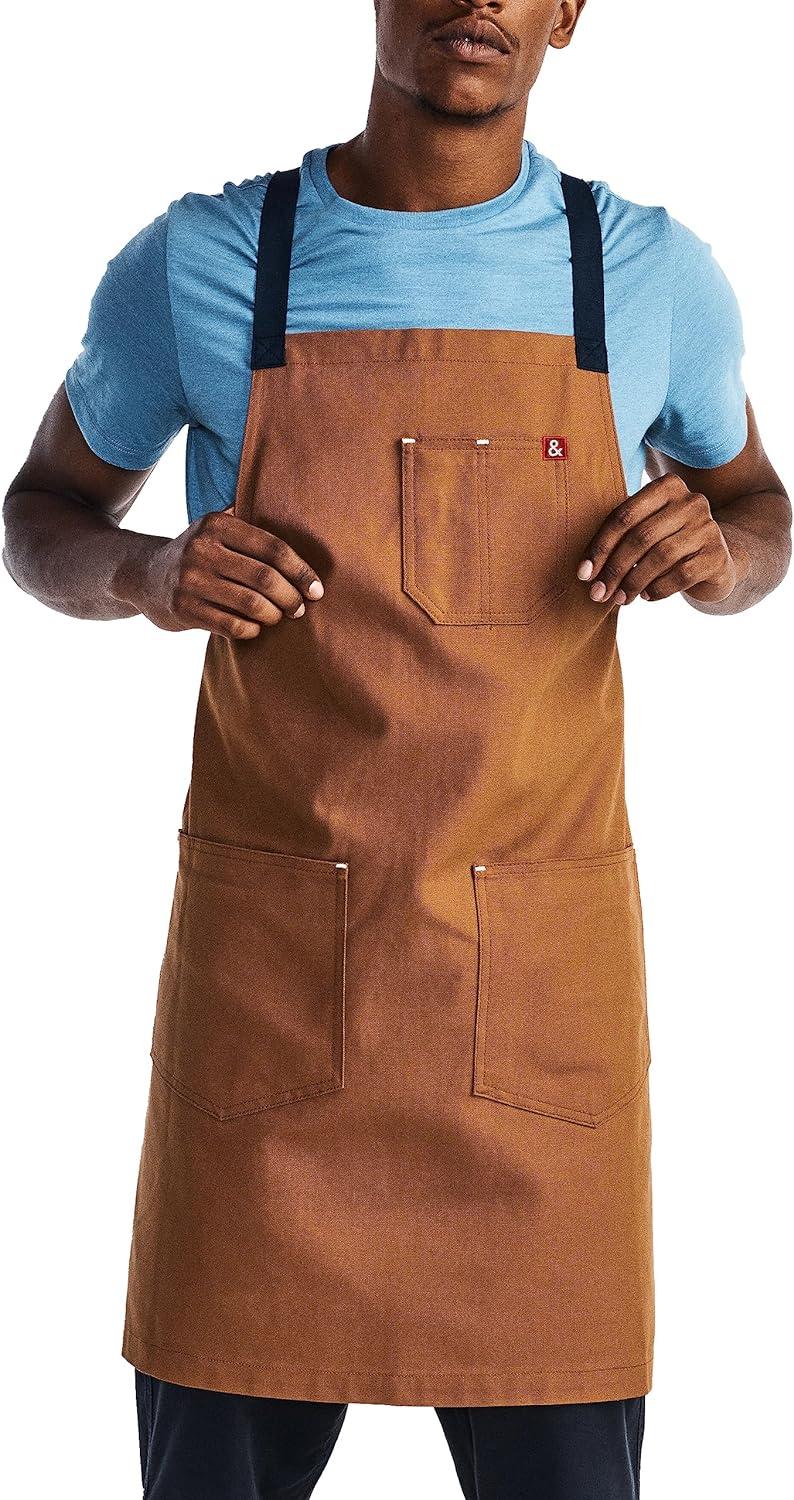 hedley & bennett Crossback Apron - Professional Chef's Apron - Cross Back Mens Apron - Mens Cooking Apron - Kitchen Apron - Chef Aprons for Men & Women - 8oz 100% Cotton Canvas Fabric - Denver Brown