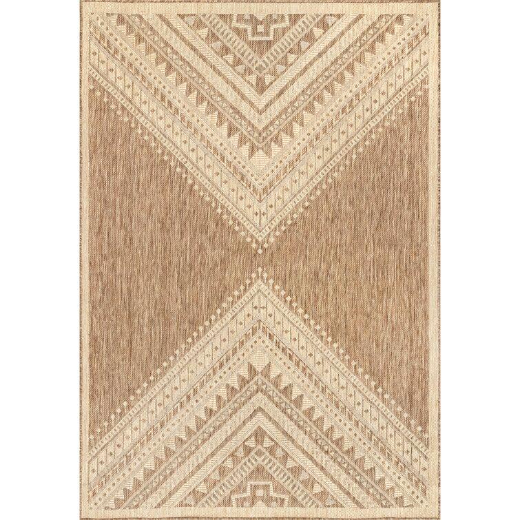 Alsie Southwestern Machine Woven / Power Loomed Beige Indoor/Outdoor Patio Rug